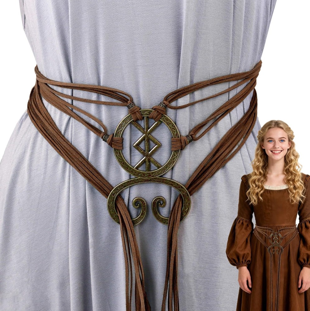 Viking Costume Women Belt with Troll Cross - Medieval Renaissance Accessory f...