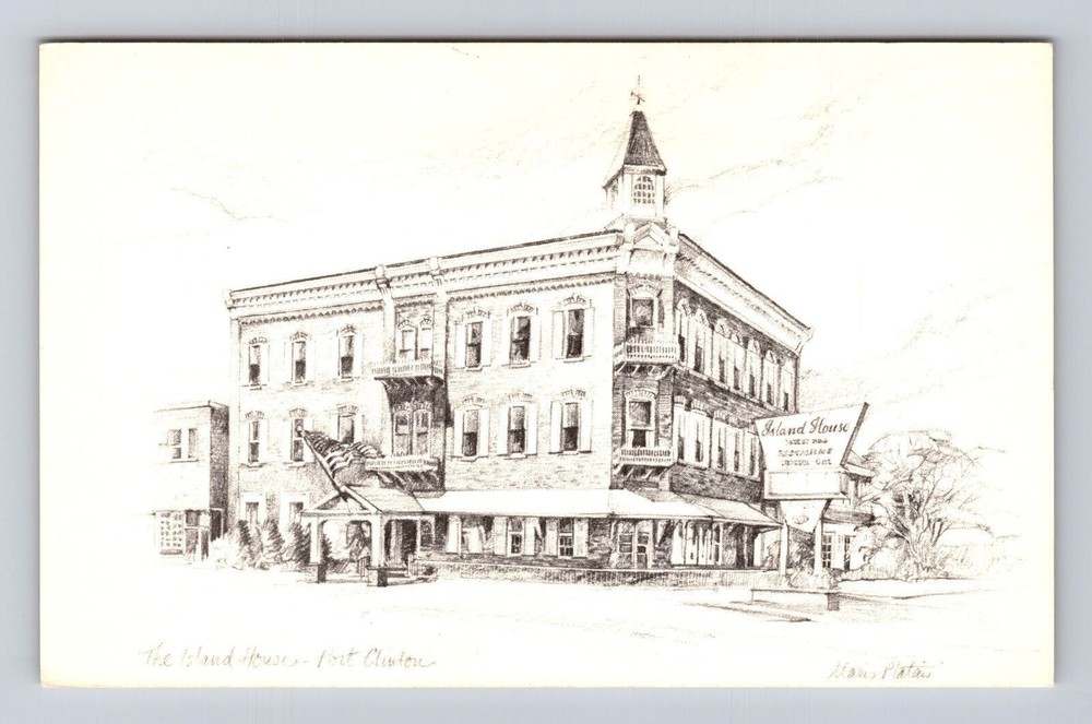 Port Clinton OH-Ohio, The Island House, Advertising, Antique, Vintage Postcard