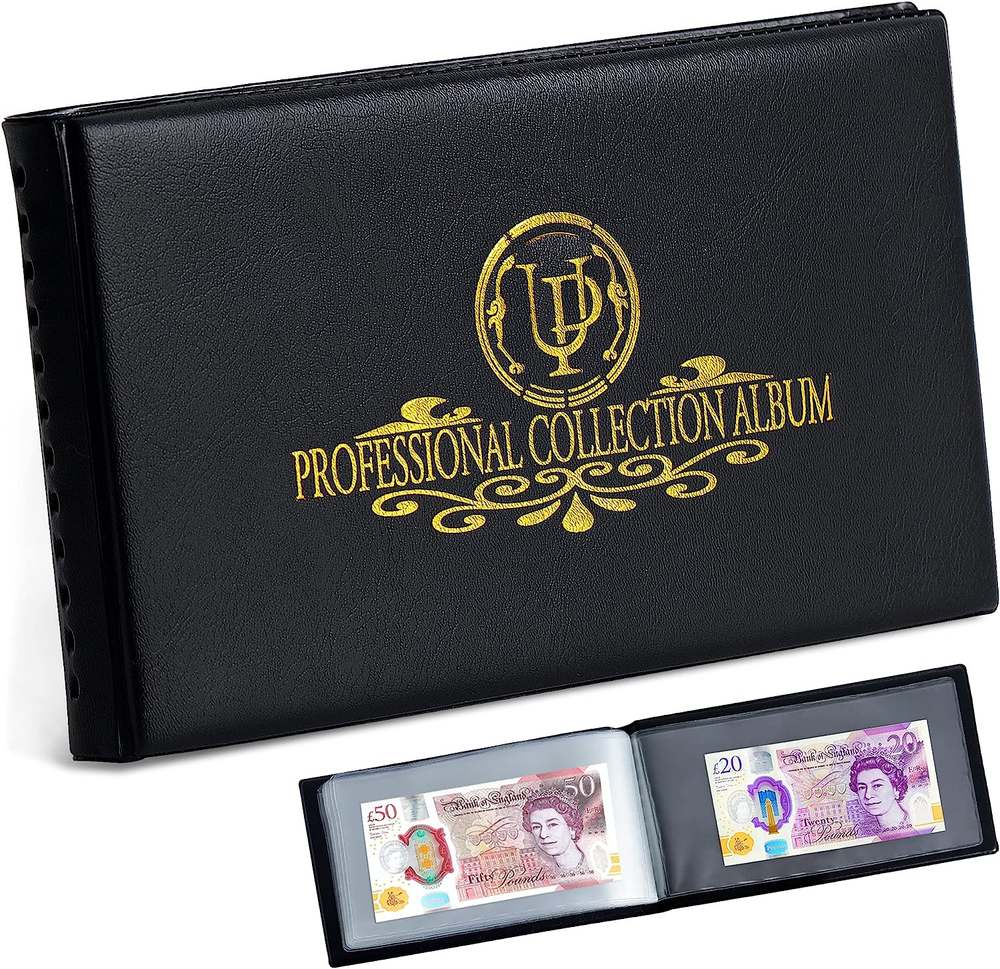 40 Pockets Banknote Currency Collecting Album - 20 Sheets Clear Dollar Bill Hold