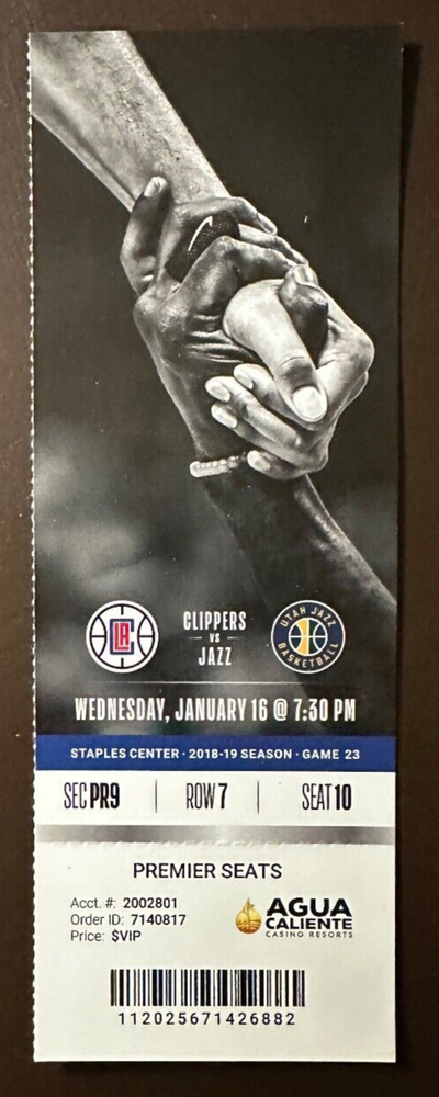 Los Angeles Clippers 1/16/2019 NBA ticket stub vs Utah Jazz