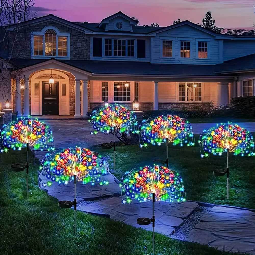 2X 200 LED Solar Firework Lights Waterproof Outdoor Path Lawn Garden Decor Lamp