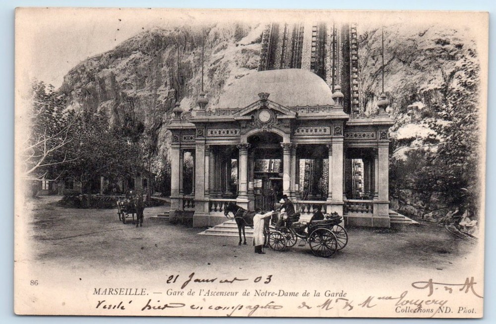 Gare de l'Ascenseur de Notre-Dame de la Garde - Marseille FRANCE UDB Postcard