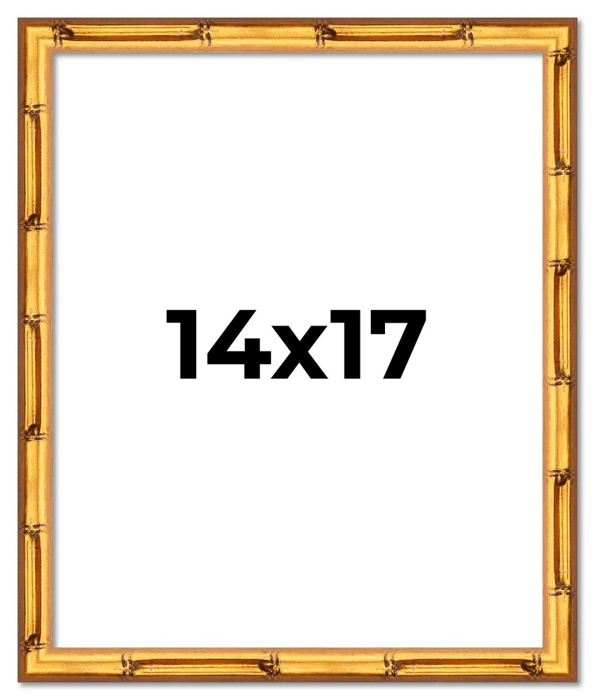 14x17 Frame Gold Bamboo Picture Frame - Complete Modern Photo Frame Includes UV