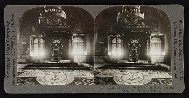Photo:Moscow Russia Kremlin Czar Throne Reception Room 1900s Stereo View