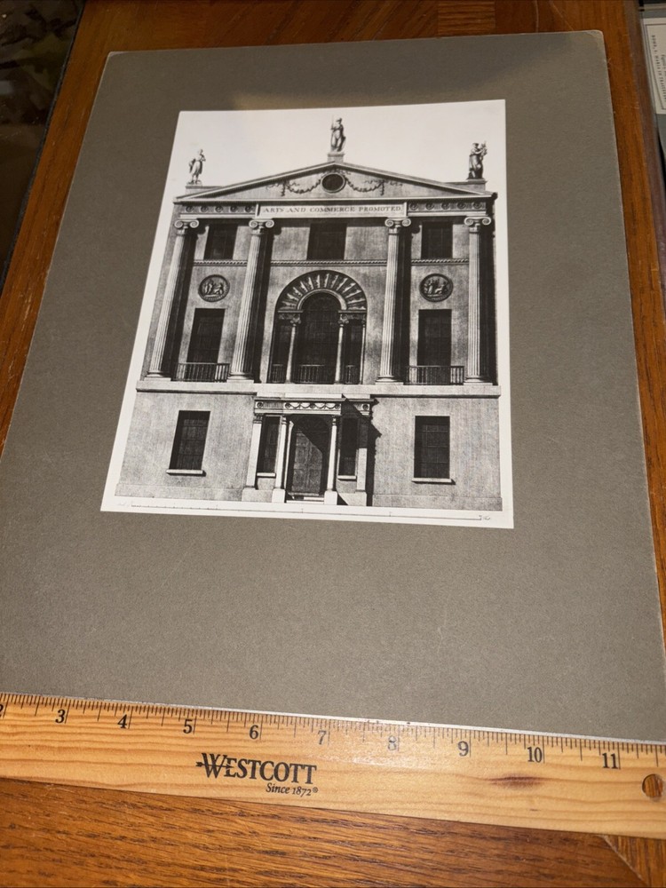 Vintage Academy of Science Mounted English Architecture Sketch Robert Adam-image