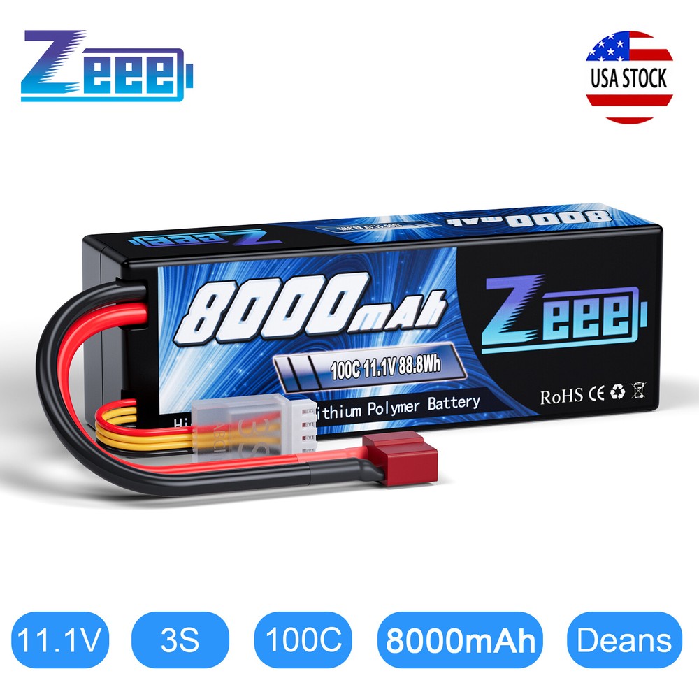 Zeee 3S LiPo Battery 8000mAh 100C 11.1V Hardcase Deans for RC Car Truck Tank