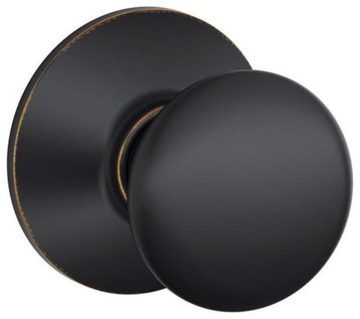Schlage F10-PLY Plymouth Passage Door Knob Set in Satin Nickel