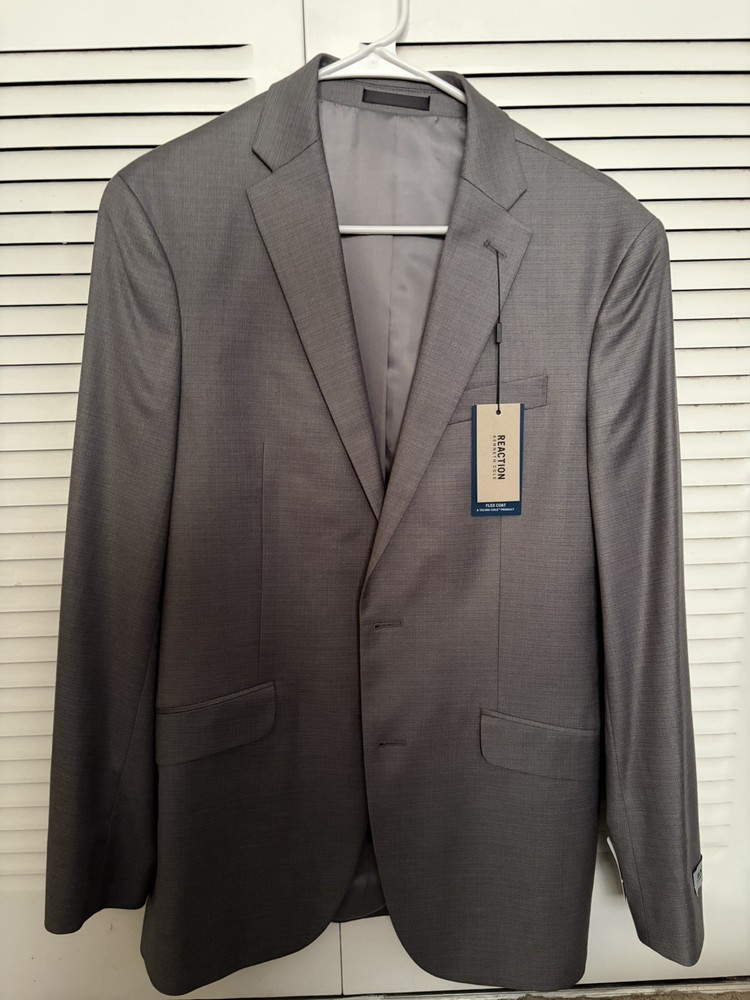 Kenneth Cole Reaction Jacket Mens 38L Light Grey Techni-Cole Modern Fit — NEW