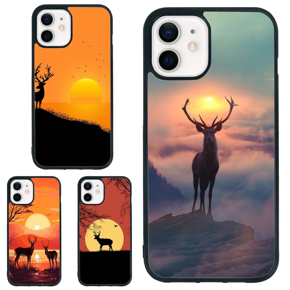 the sunset Deer under Anti scratch Cover For iPhone XS XR 6 7 8 Plus SE 2nd 3rd