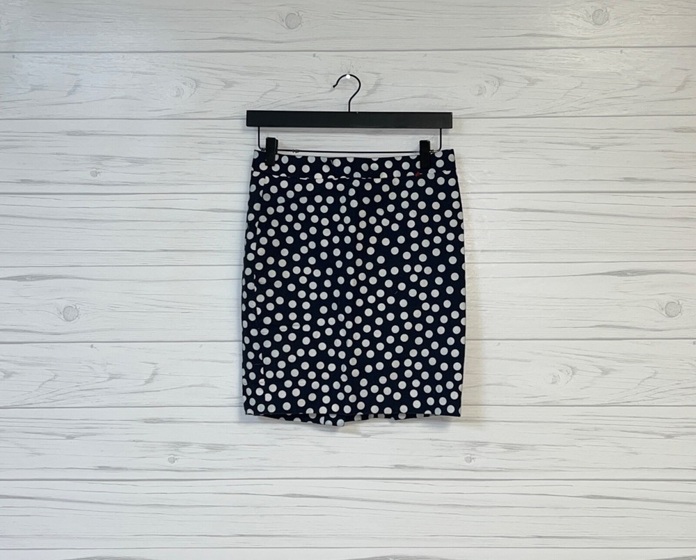 J Crew pencil skirt womens size 2 petite mini high rise polka dot navy