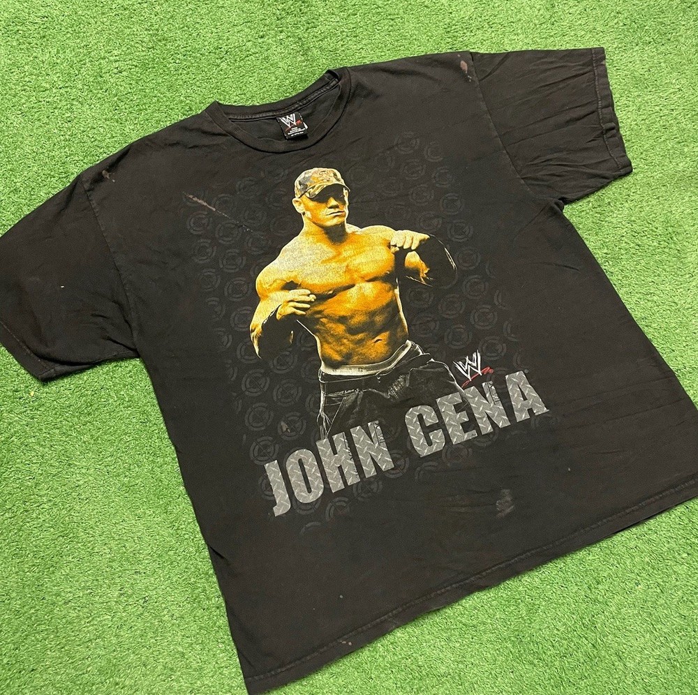 Vintage Y2K  WWE Shirt Black John Cena wrestling Graphic T-Shirt Size : XL