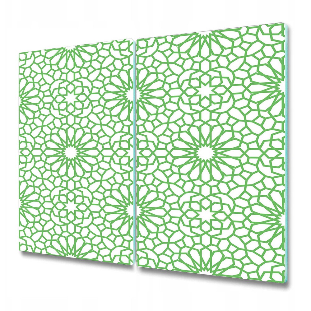 Glass Chopping Cutting Board Oriental flower green geometric shapes 2x30x52