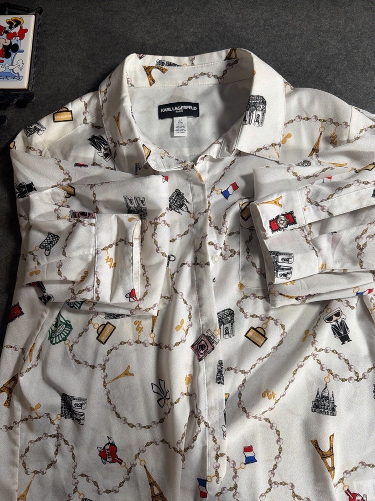 Karl Lagerfeld Paris Print Women’s Blouse Size Large