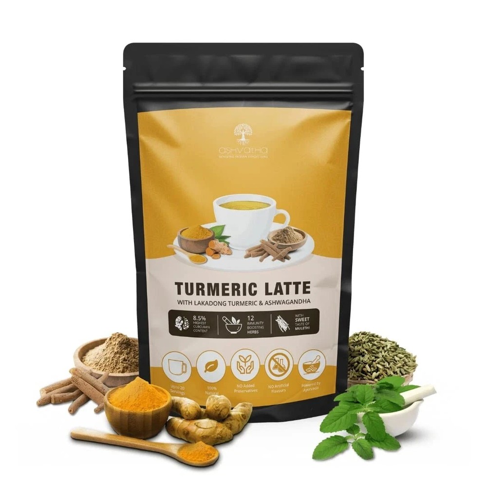Ashvatha Lakadong Turmeric Ashwagandha Latte Mix 100g
