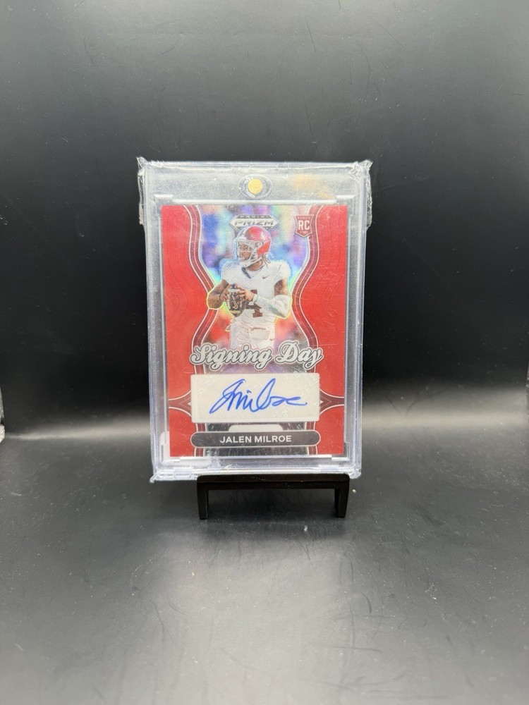 2025 Prizm Draft Picks Jalen Milroe Signing Day RC Red Auto #/100 Crimson Tide