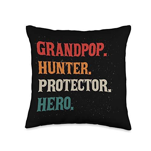 Grandpop Protector Hero Grandpa Granddad Hunter Throw Pillow, 16x16, Multicolor