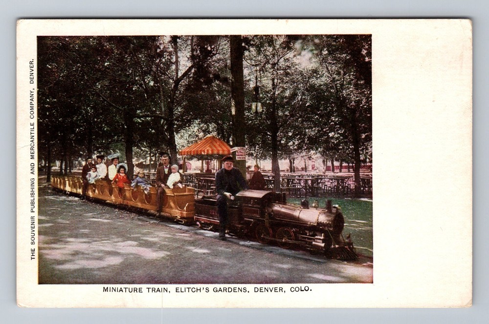 Denver CO-Colorado, Miniature Train, Elitch's Gardens, Vintage Postcard Old Card