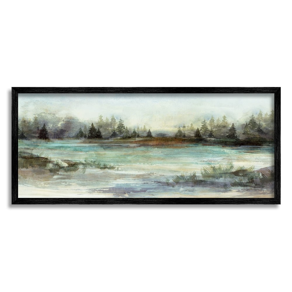Nina Blue Woodland Pond Nature Landscape Framed Wall Art