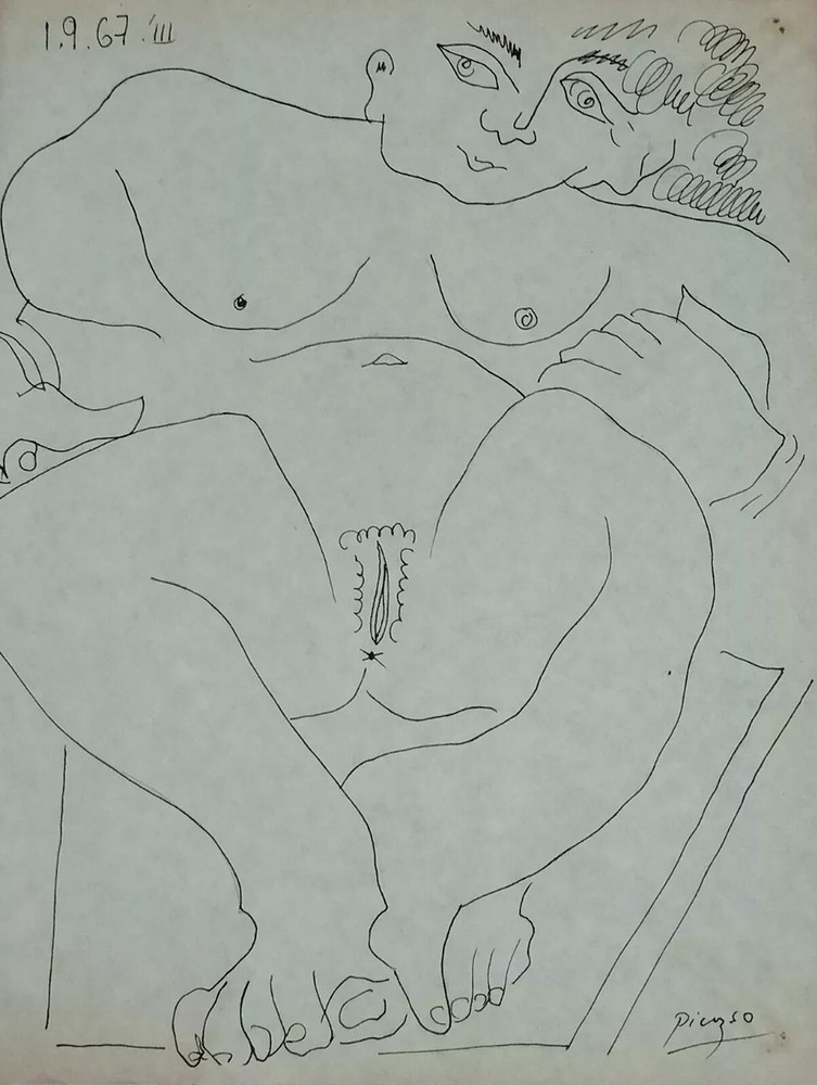 Pablo Picasso COA Art Drawing Painting Vintage Handmade Signed Original Paper