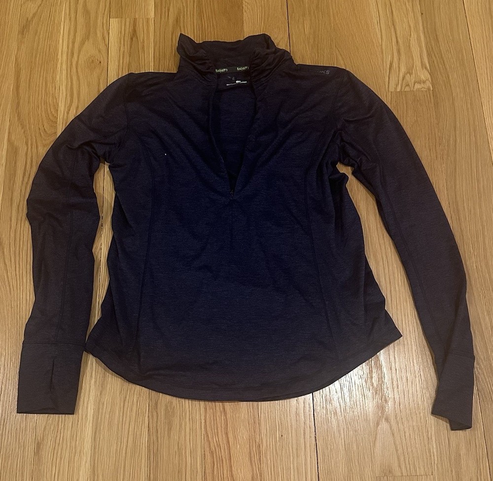 Brooks Run Happy 1/4 Zip Running Athletic Shirt Thumbholes Women Size Medium