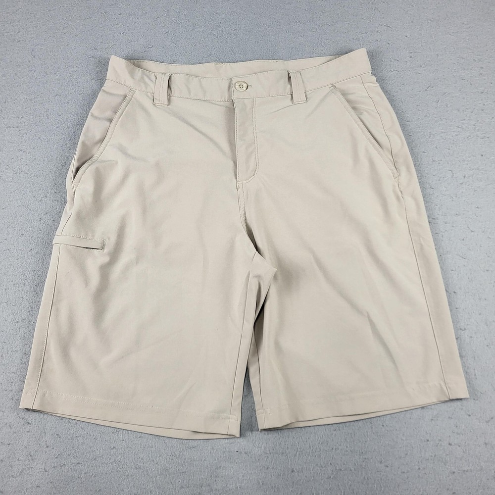 Columbia PFG Shorts Mens 32 Khaki Beige Fishing Stretch Performance 10 Inseam