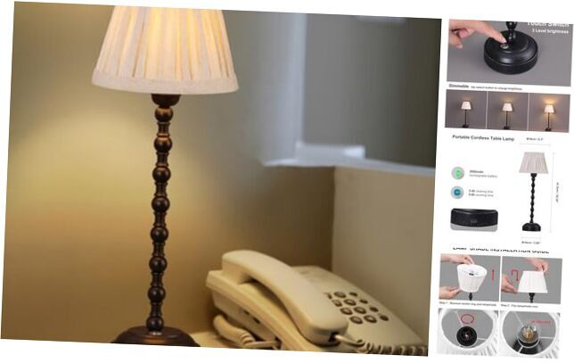 Cordless Table Lamp LED with Dimmer, Built-in Rechargeable Battery, 3-Level