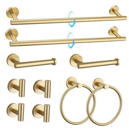 10-Piece Brushed Gold Bathroom Hardware Accessories Set