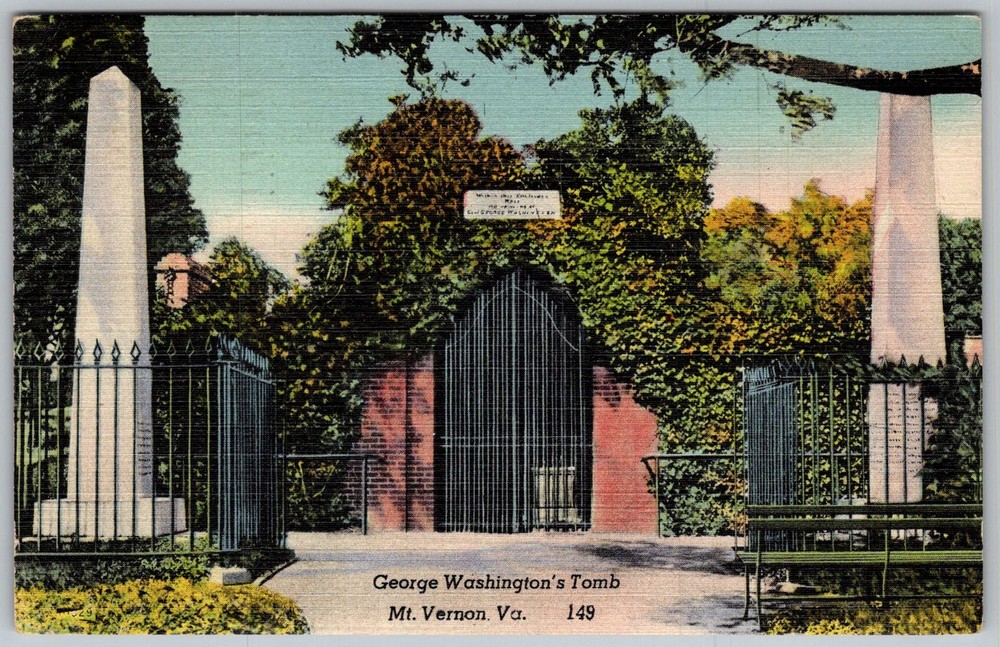 Vtg Linen Postcard George Washington's Tomb MT Vernon, VA 1940s