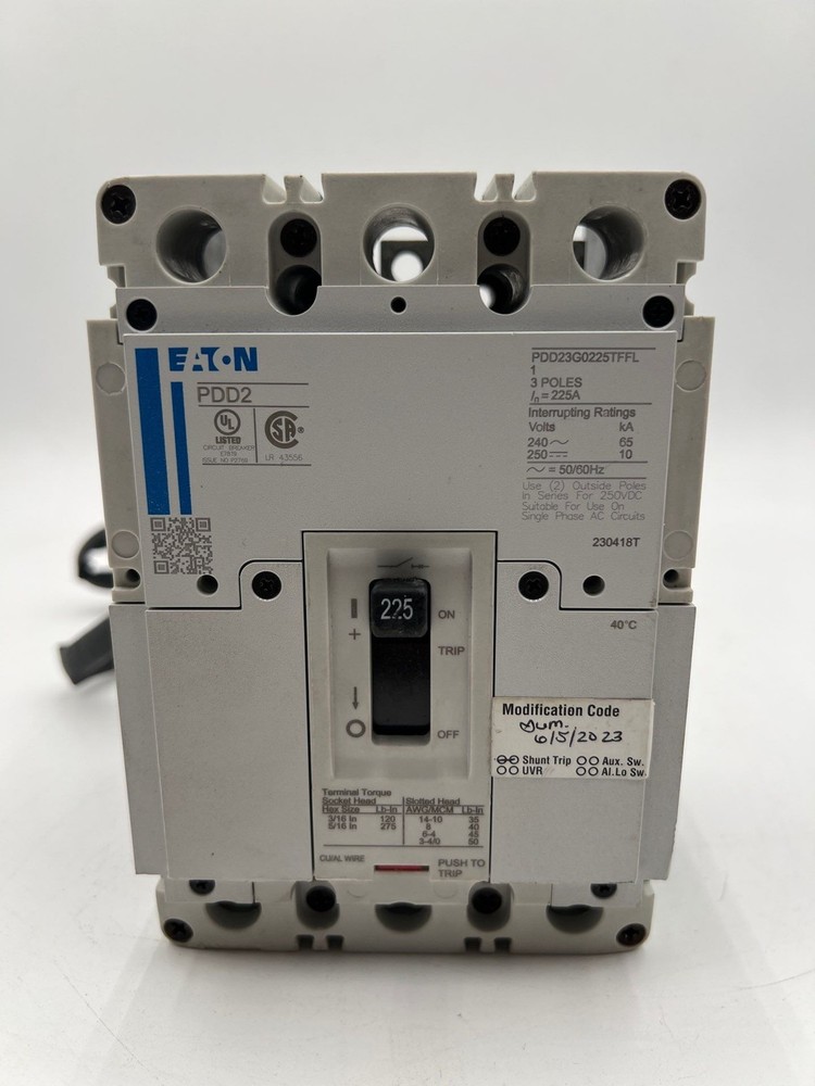 Eaton PDD23G0225TFFL Circuit Breaker 225A 240V 3P 225 Amp 3 Pole 3PH