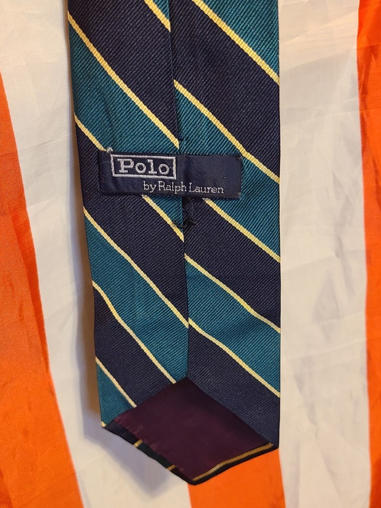 Polo Ralph Lauren Hand Made 100% Silk  Striped Tie Made In USA