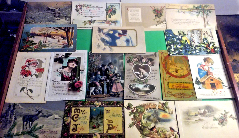 Lot 17 Antique Victorian Era Color CHRISTMAS Greeting Postcards Xmas Post Cards