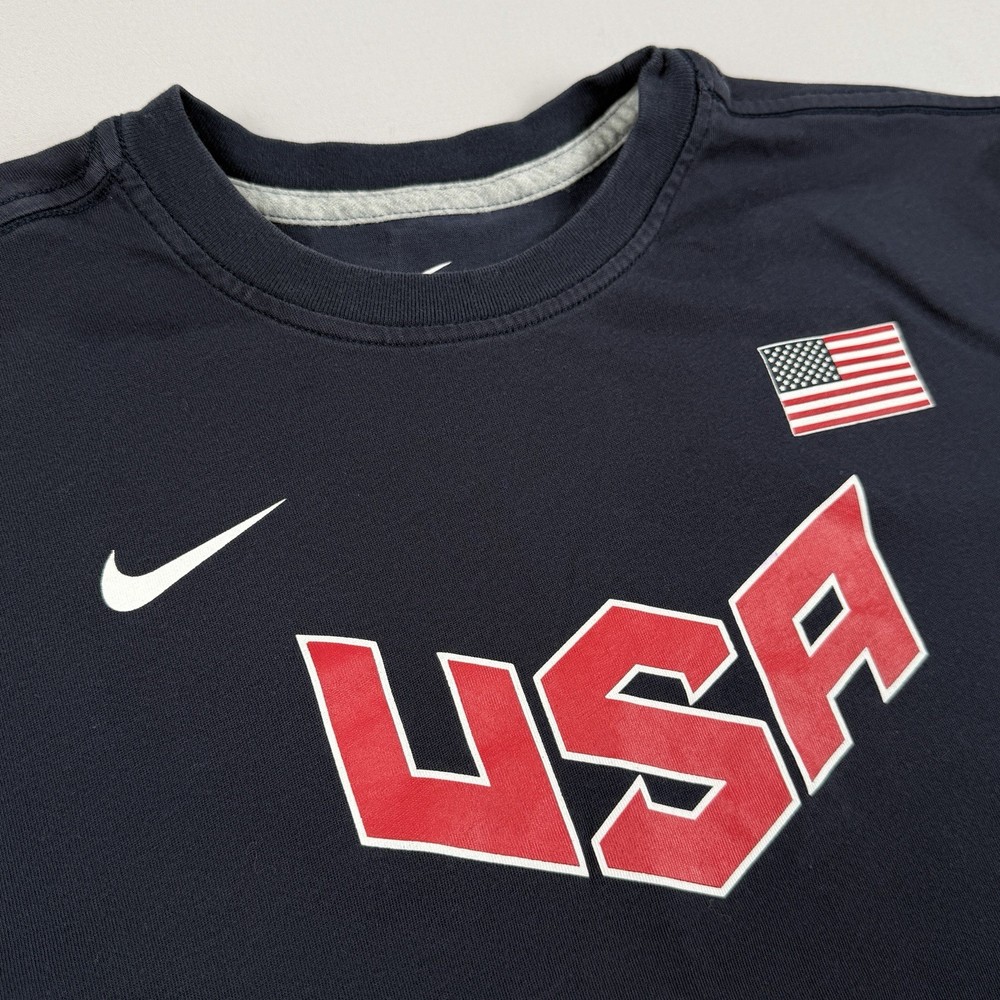 Nike USA Dri-FIT T Shirt Navy Team USA Flag Swoosh Mens M