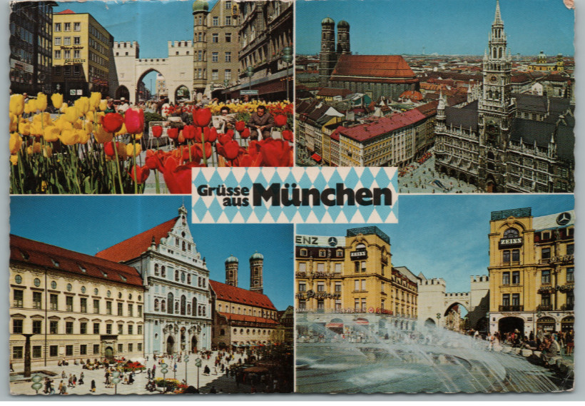 Vintage Postcard Munich Town Hall Stachus Rathaus Passenger Zone
