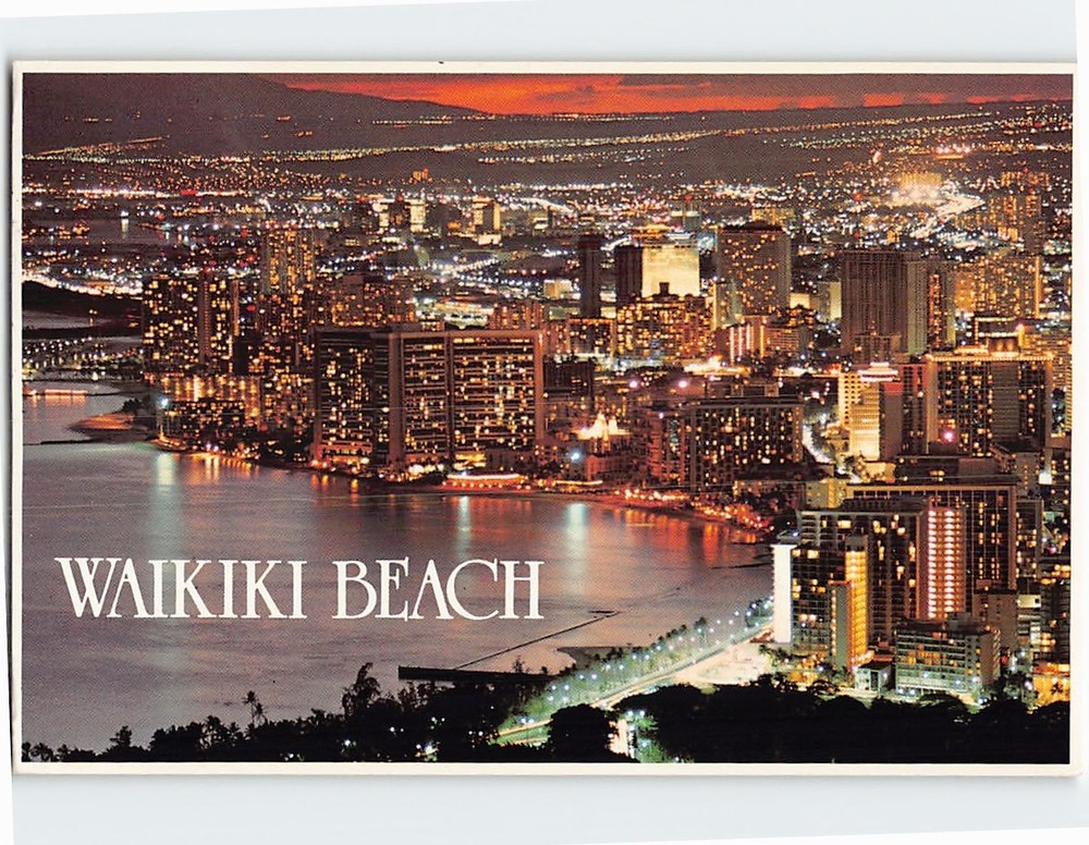 Postcard Aerial View Waikiki Beach Hawaii USA