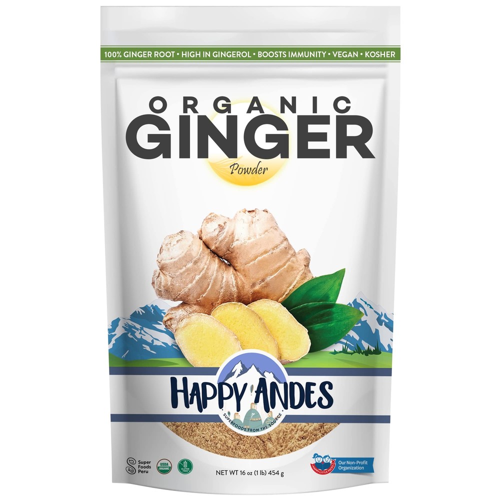 Happy Andes USDA Organic Pure Ground Ginger Powder Dried Root