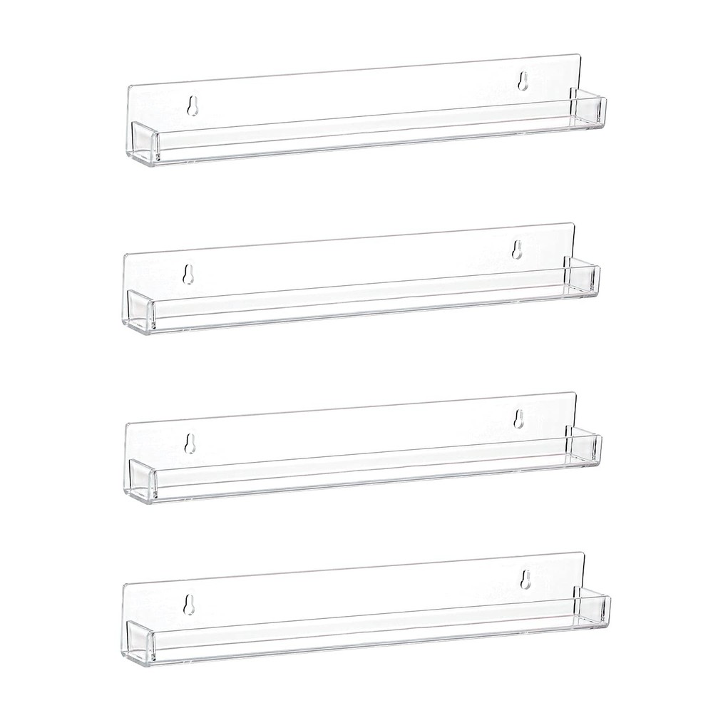 LikeU Nail Polish Rack Wall Mounted Shelf 4 Pack,Clear Acrylic Nail Polish Ho...