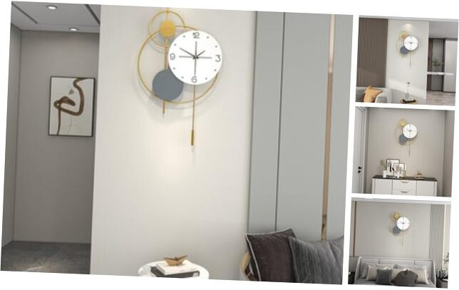 Large Modern Wall Clock for Living Room Decor,Big Decorative Gold Contemporary