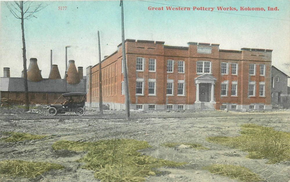c1910 Kokomo Indiana Great Western Pottery Works occupation postcard 26-4693