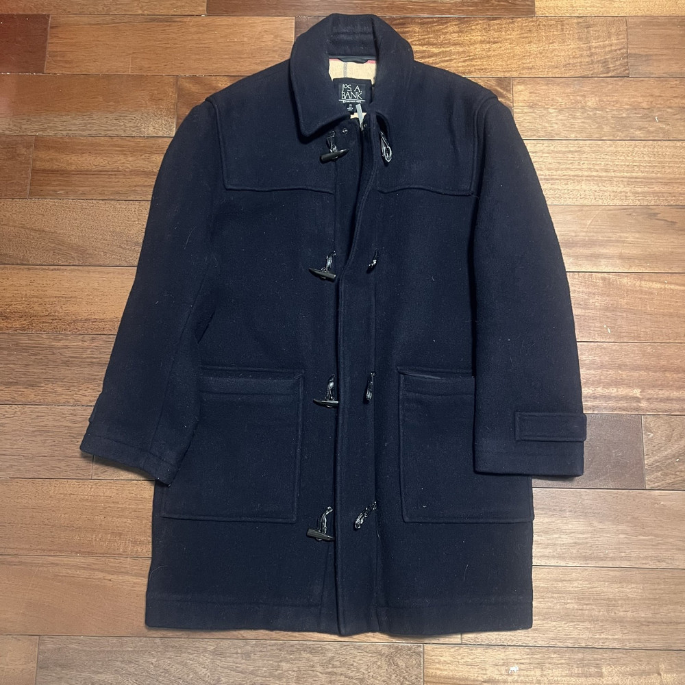 Jos.A.Bank Navy Blue Wool Duffle Coat Sz XL Blanket Lined Toggle Button Preppy