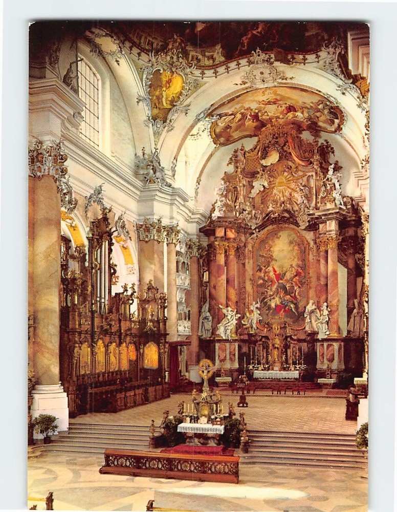 Postcard Interior Benedictine Abbey of Ottobeuren in Bavaria Germany