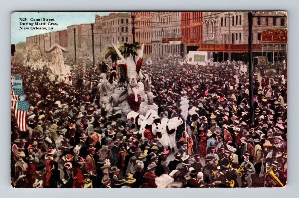 New Orleans, LA-Louisiana, Canal Street Mardi Gras Parade, Vintage Postcard