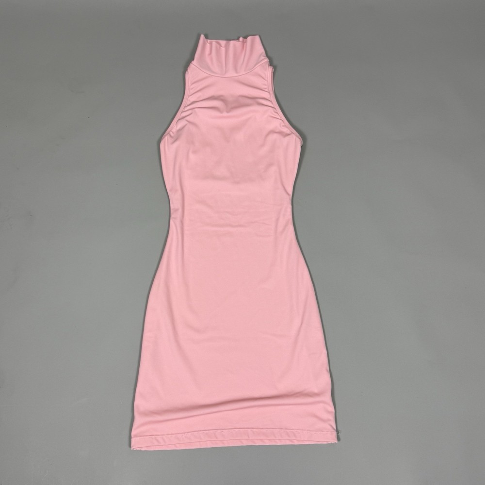 Nambia Viera Pink Sleeveless Bodycon Mock Neck Mini Dress Women’s Size S
