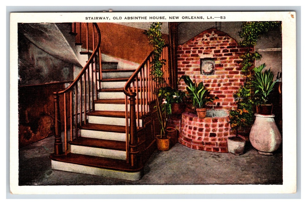 Stairway Old Absinthe House New Orleans Louisiana LA UNP Linen Postcard H24-image
