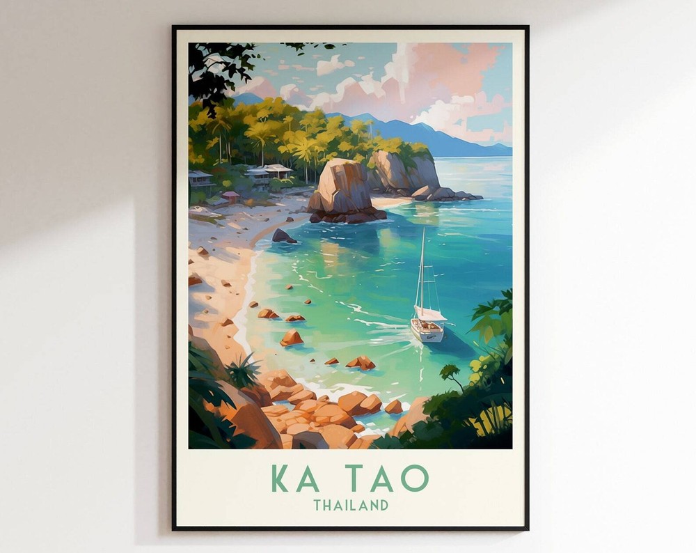 Ka Tao Travel Print Thailand Home Decor Retro Wall Art Wedding Gift Birthday