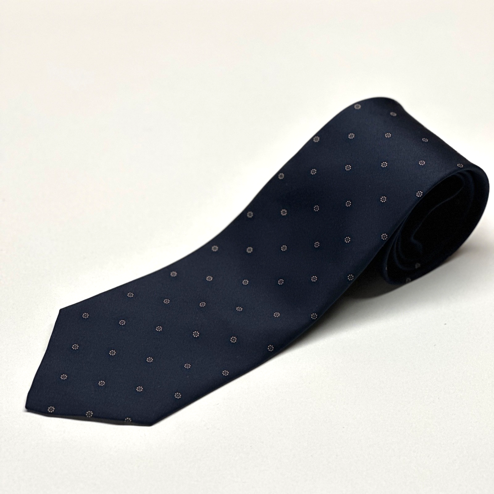 Brooks Brothers Makers Tie Silk Navy Blue Polka Dot Vintage 3