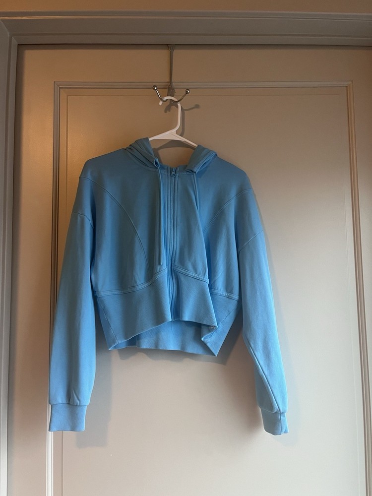 Joy Lab Blue Full Zip Hoodie Women's L Hooded Long Sleeve Casual Crew Neck