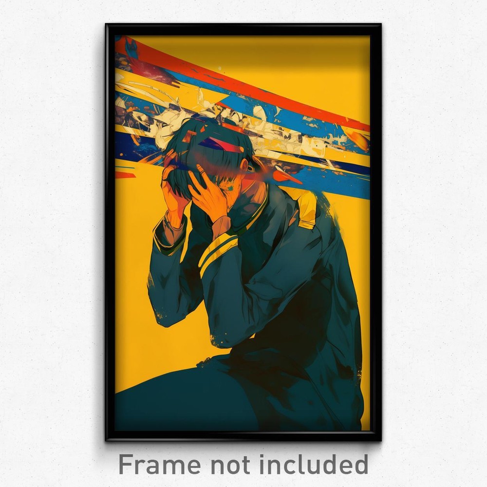 Golden Blue Sleeves Film Art Poster - Boy Feeling Embarrassed Movie Print