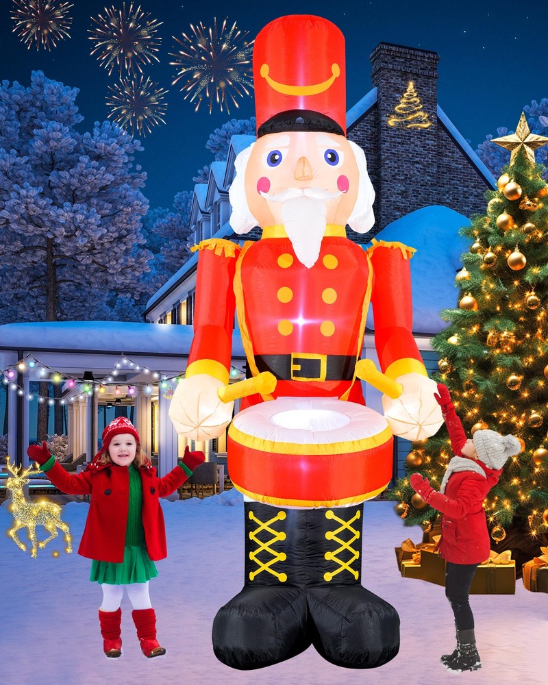 12FT Christmas Inflatables Nutcracker Outdoor Decorations, Giant Christmas In...