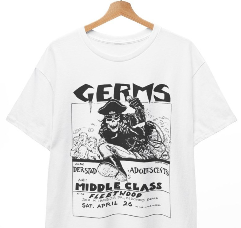 The Germs T-Shirt Vintage 70s Punk Rock Flyer LA Hardcore Unisex Tee