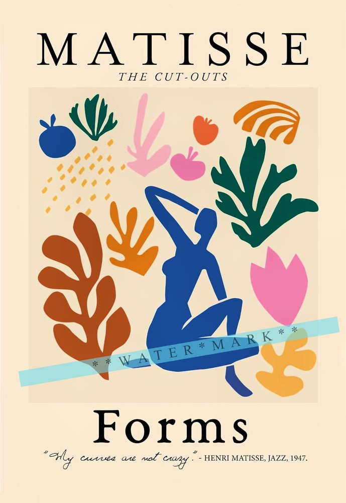 Forms The Cut Outs 1947 Matisse Vintage Poster Print Retro Style Home Wall Art
